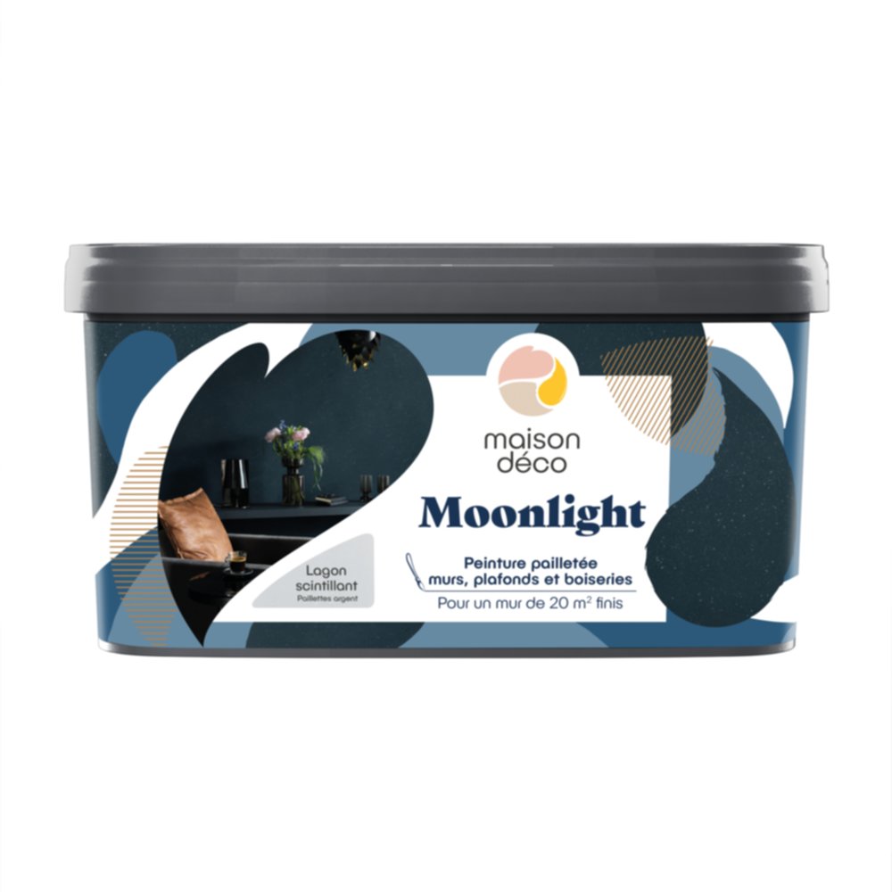 Enduit lisse métallisé Moonlight Lagon scintillant 2 L - MAISON DECO