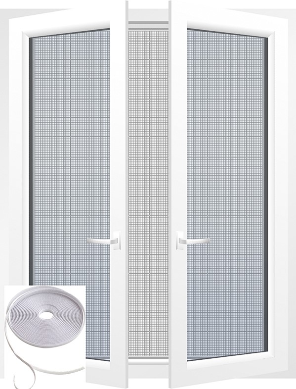 Kit Moustiquaire 1,30x1,50m + bande de fixation 0,7cm L5,6m Blanc