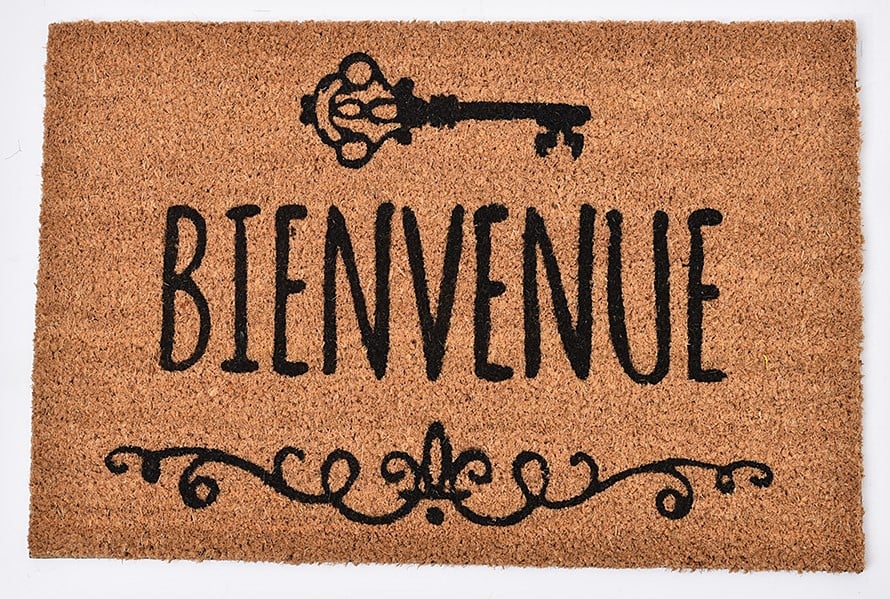 Tapis imprimé bienvenue coco naturel - 60 x 40 - LUANCE