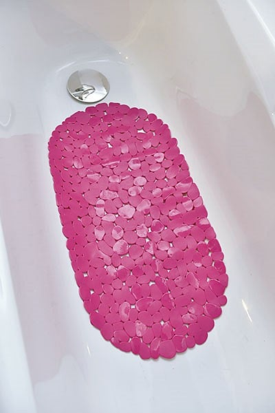 Fond de baignoire PVC 69 x36cm galets - fuchsia