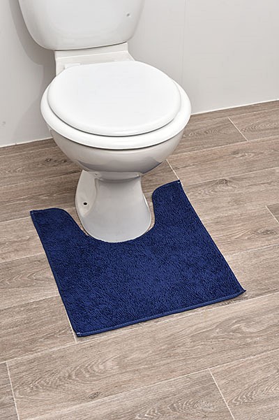 Tapis contour WC polyester 45 x 50 cm bleu marine