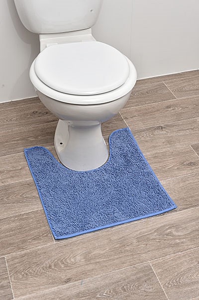 Tapis contour WC polyester 45 x 50 cm bleu ciel