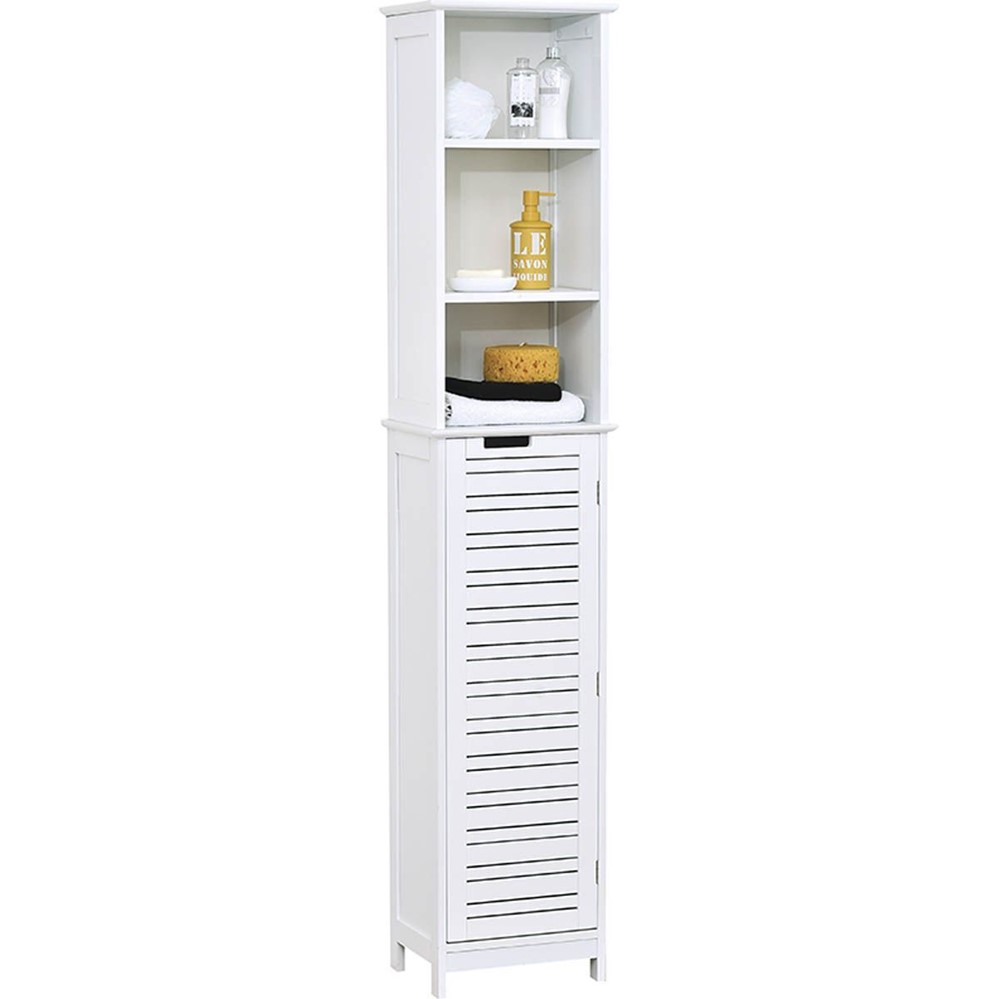 Colonne 1 porte + 1 tiroir MDF blanc Miami - TENDANCE