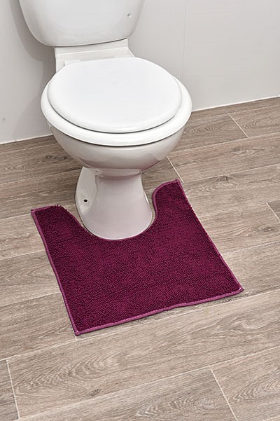 Tapis contour WC polyester 45 x 50 cm aubergine