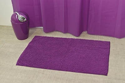 Tapis microfibre boules uni 60 x 90 cm - aubergine