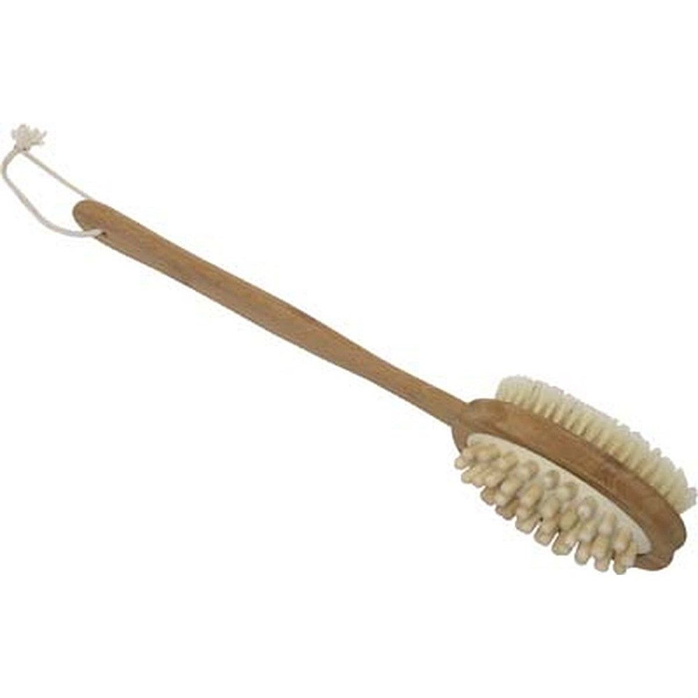 Brosse corps/massage double face avec manche bambou - TENDANCE