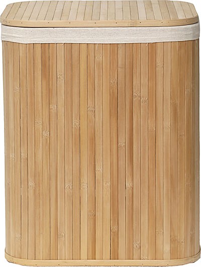 Panière à linge rectangulaire grand modèle bambou - bambou/ tissu lin