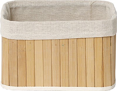Corbeille rectangulaire petit modèle bambou -  bambou / tissu lin