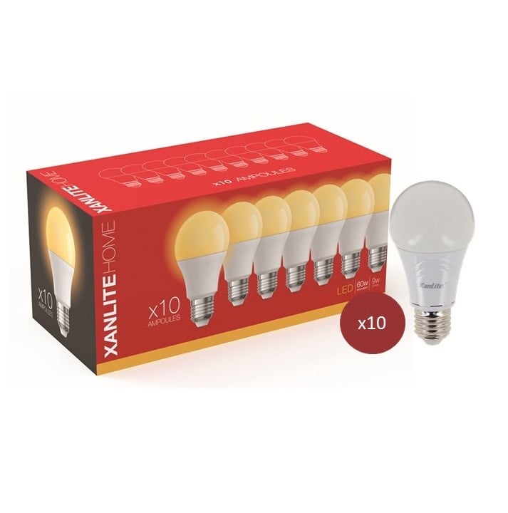 10 ampoules LED A60 E27 SMD Blanc chaud - XANLITE