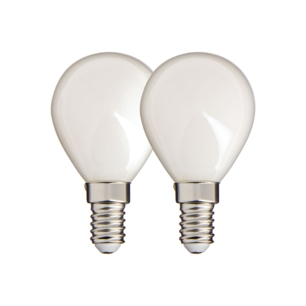 2 ampoules Filament LED P45 Opaque E14 470Lm 40W 2700K Blanc chaud