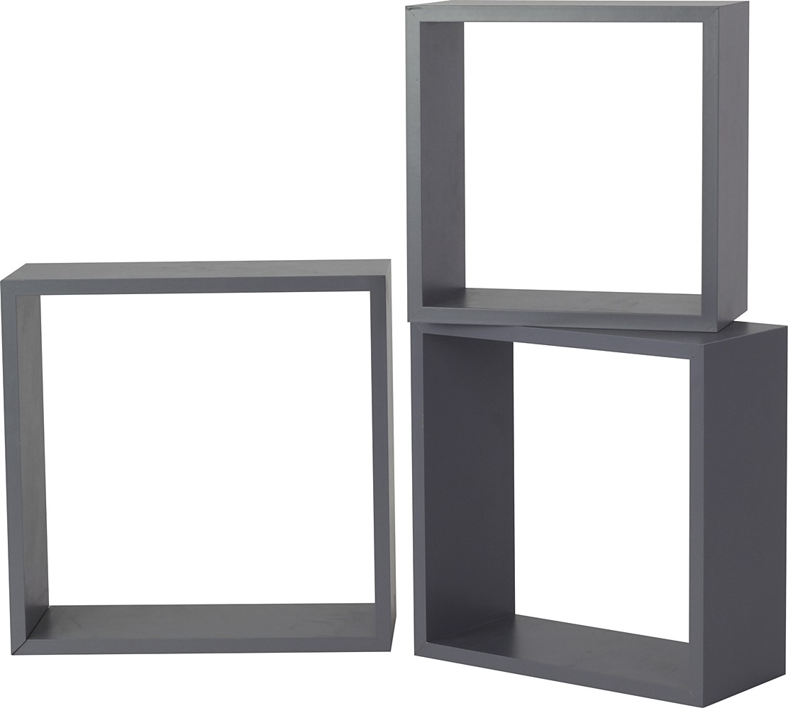 Set de 3 cubes 12 mm x 30 x 30 cm gris - DECO SYSTEM