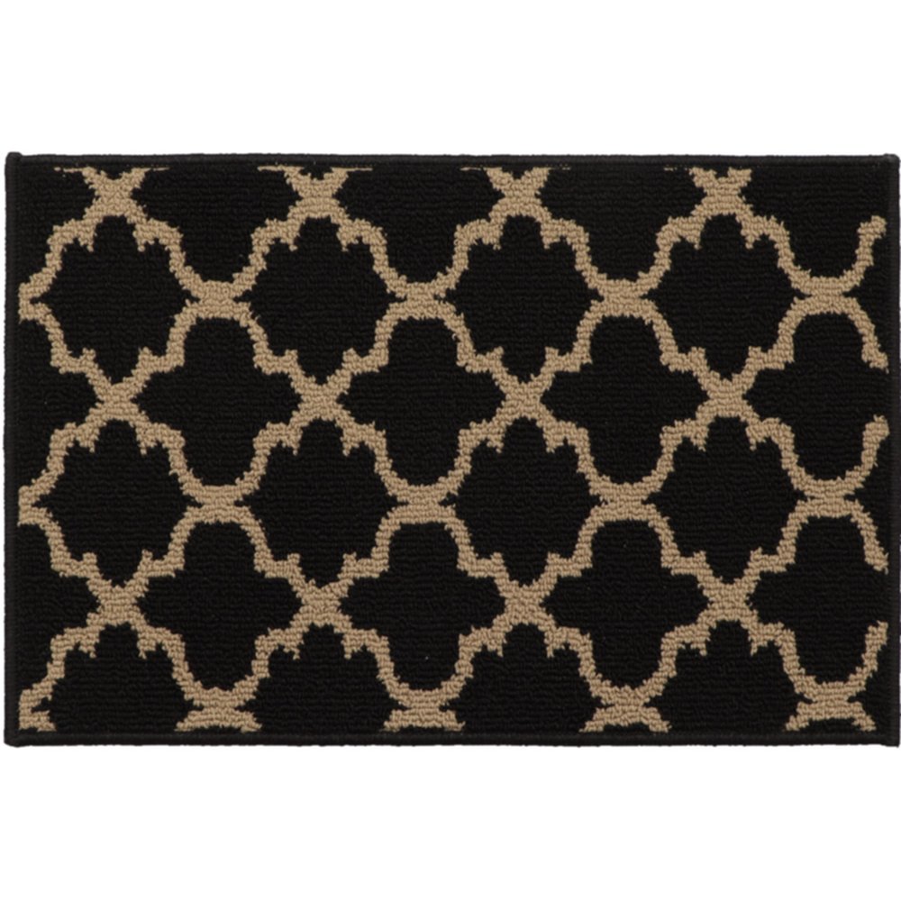 Tapis Arabesque 40 x 60 cm polypropylène noir/beige - LUANCE