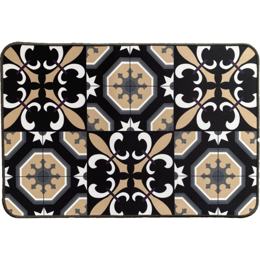 Tapis imprimé 40 x 60 cm Carmen polyester noir - LUANCE