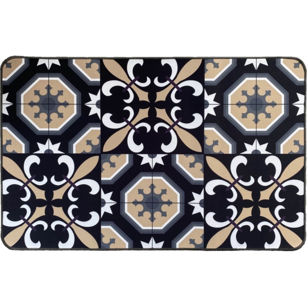 Tapis imprimé 50 x 80 cm Carmen polyester noir - LUANCE