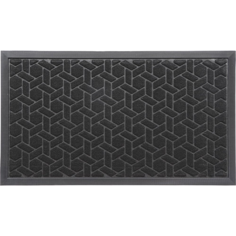 Tapis 43 x 75 cm Cubique polyester/caoutchouc noir - LUANCE