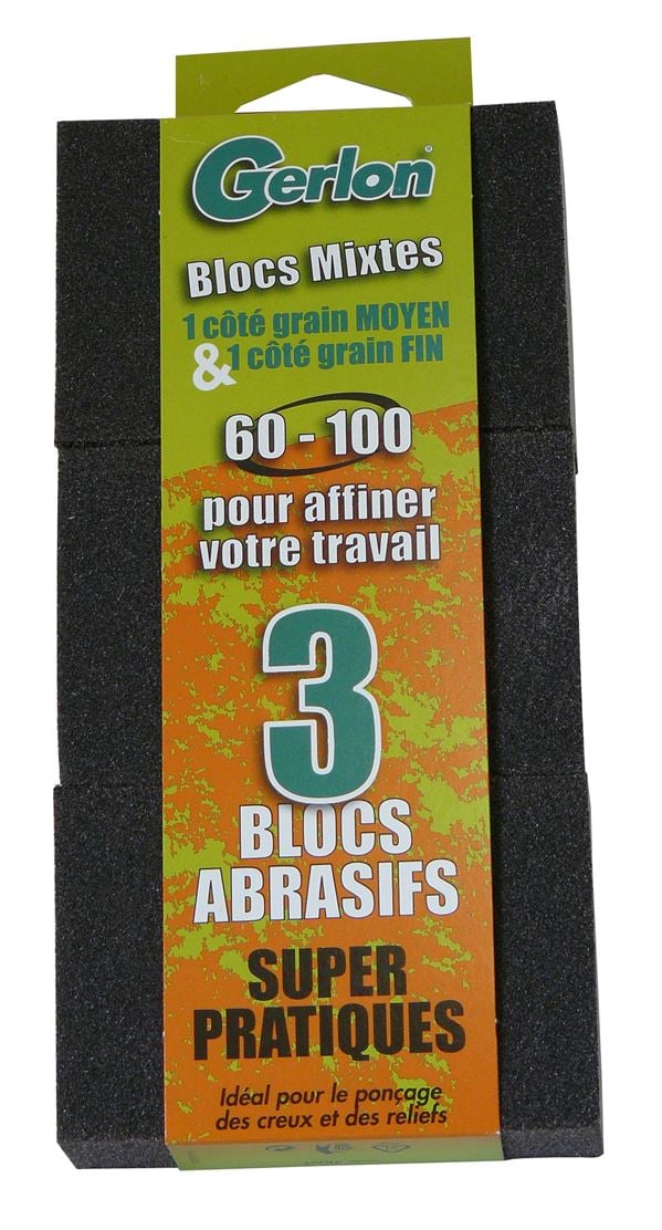 3 Blocs abrasifs 4 faces moyen/fin GERLON