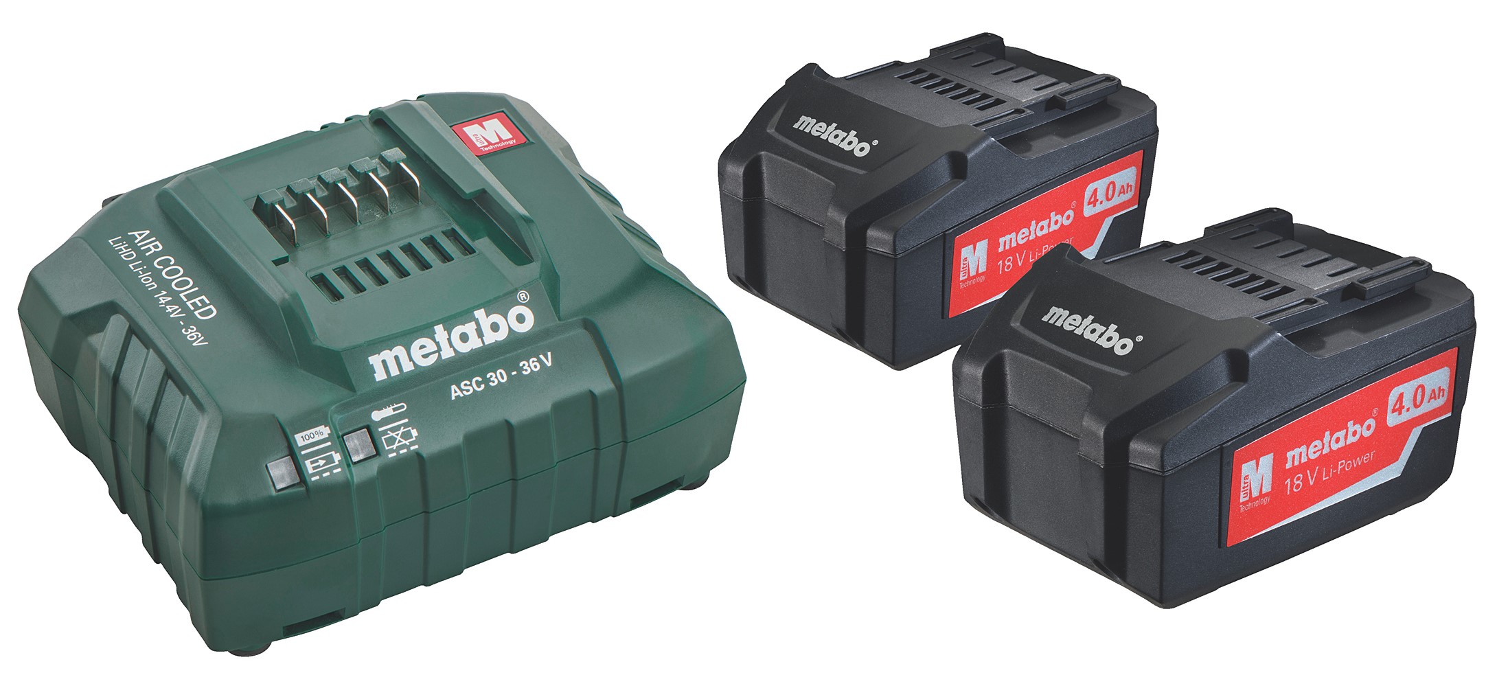 Kit de base de 2 batteries 18V 4.0Ah + chargeur ASC 55 230V - METABO