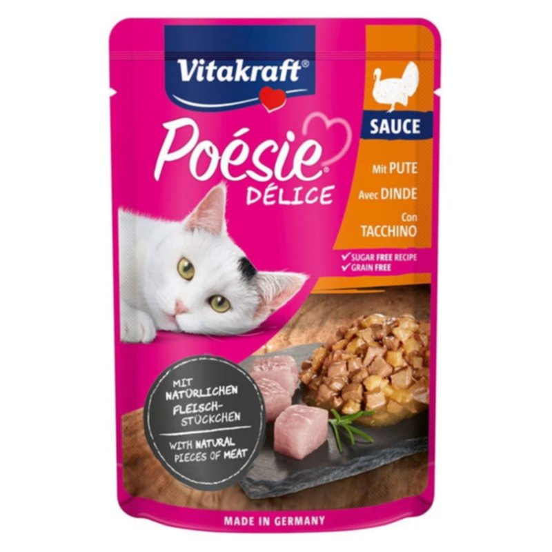 Nourriture chat Poésie Déli Sauce dinde, pochon 85 g - VITAKRAFT