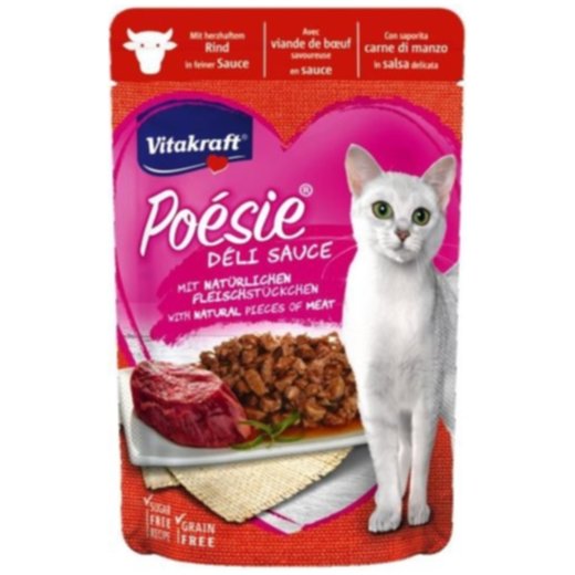 Nourriture chat Poésie Déli Sauce bœuf, pochon 85 g - VITAKRAFT