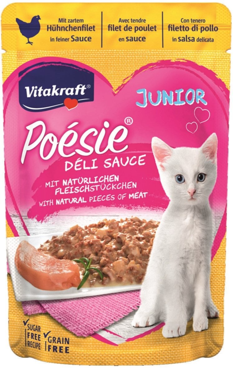 Nourriture chat Poésie Déli Sauce Junior poulet, pochon 85 g - VITAKRAFT