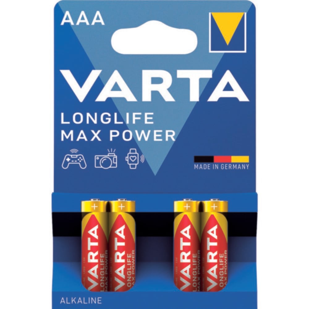 4 piles alcalines Longlife Max Power 4703 AAA - VARTA