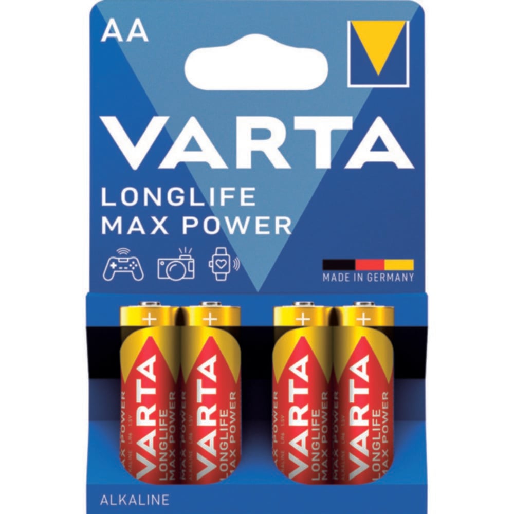 4 piles alcalines Longlife Max Power 4706 AA - VARTA