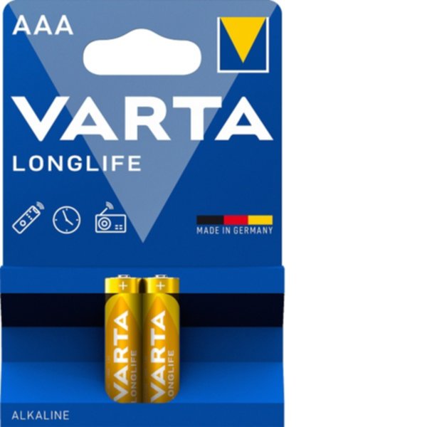 2 piles alcalines Longlife AAA 4103 -VARTA