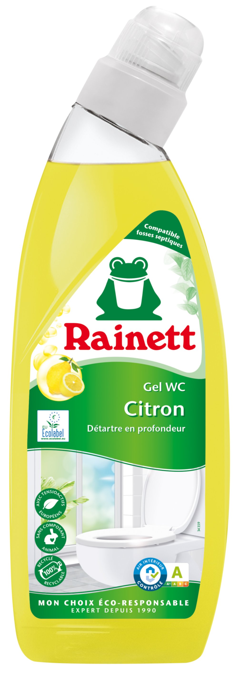 Nettoyant gel WC écologique citron 750 mL - RAINETT