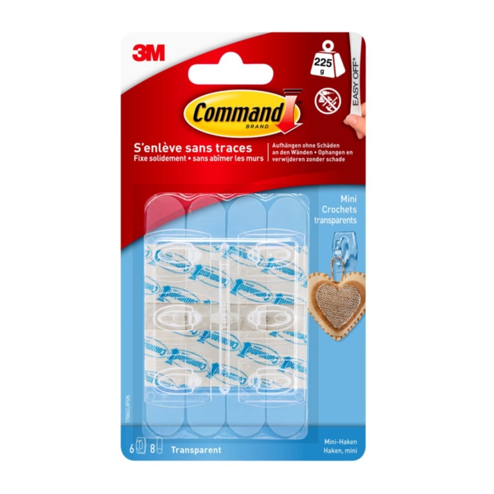 6 Mini crochets transparents - 3M COMMAND