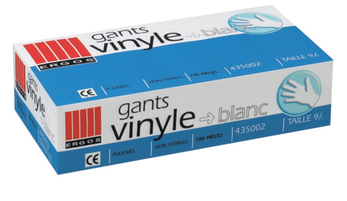 Boite 100 gants vinyle T.XL - ERGOS