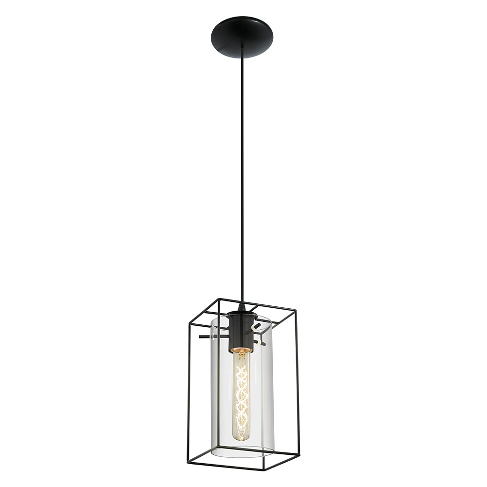 Suspension Loncino en acier noir transparent L.15 cm E27 1 x 60W - EGLO