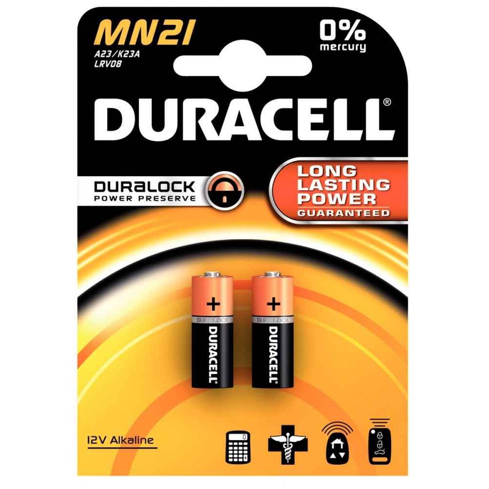 2 piles pour télécommandes de garage Duracell MN21