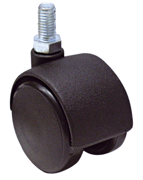Roulette décorative à tige filetée polypro noir Ø50mm - Charge supportée 40 kg - CIME
