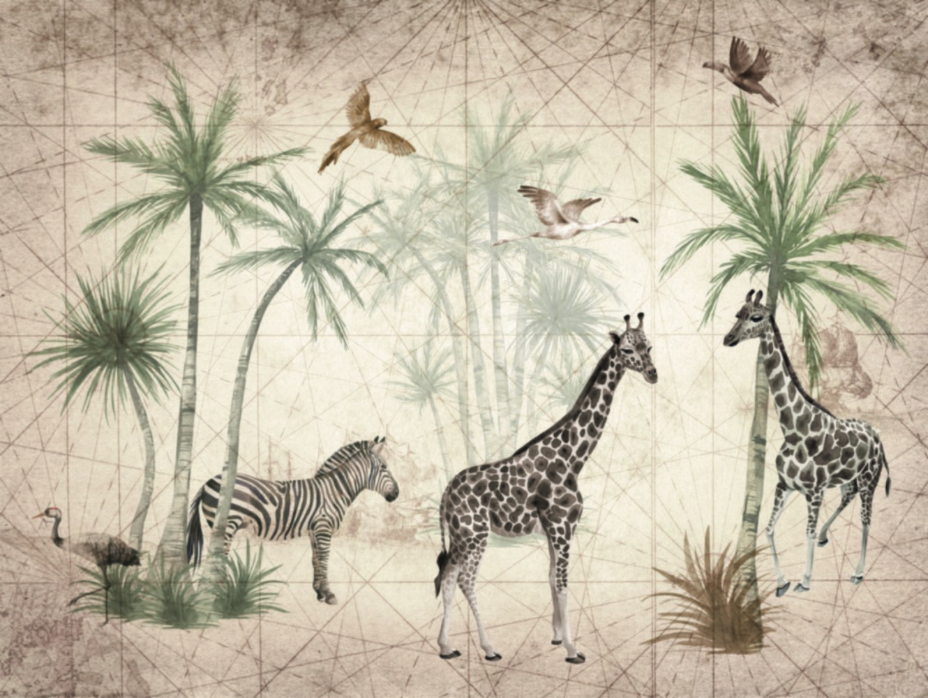 Papier peint panoramique Graphic Animal Jungle 3,71 x 2,80 m - GRANDECO