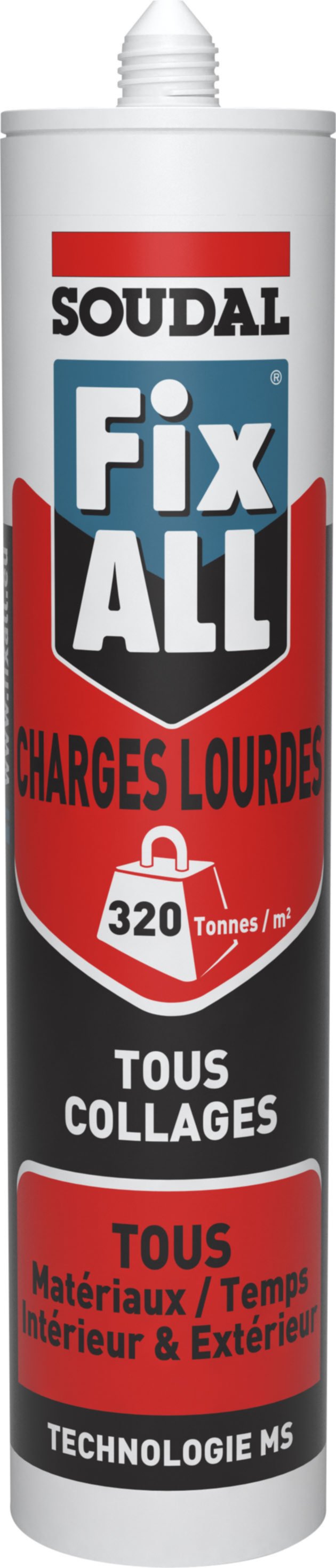 Mastic colle Fix All Charges Lourdes 290 mL blanc - SOUDAL