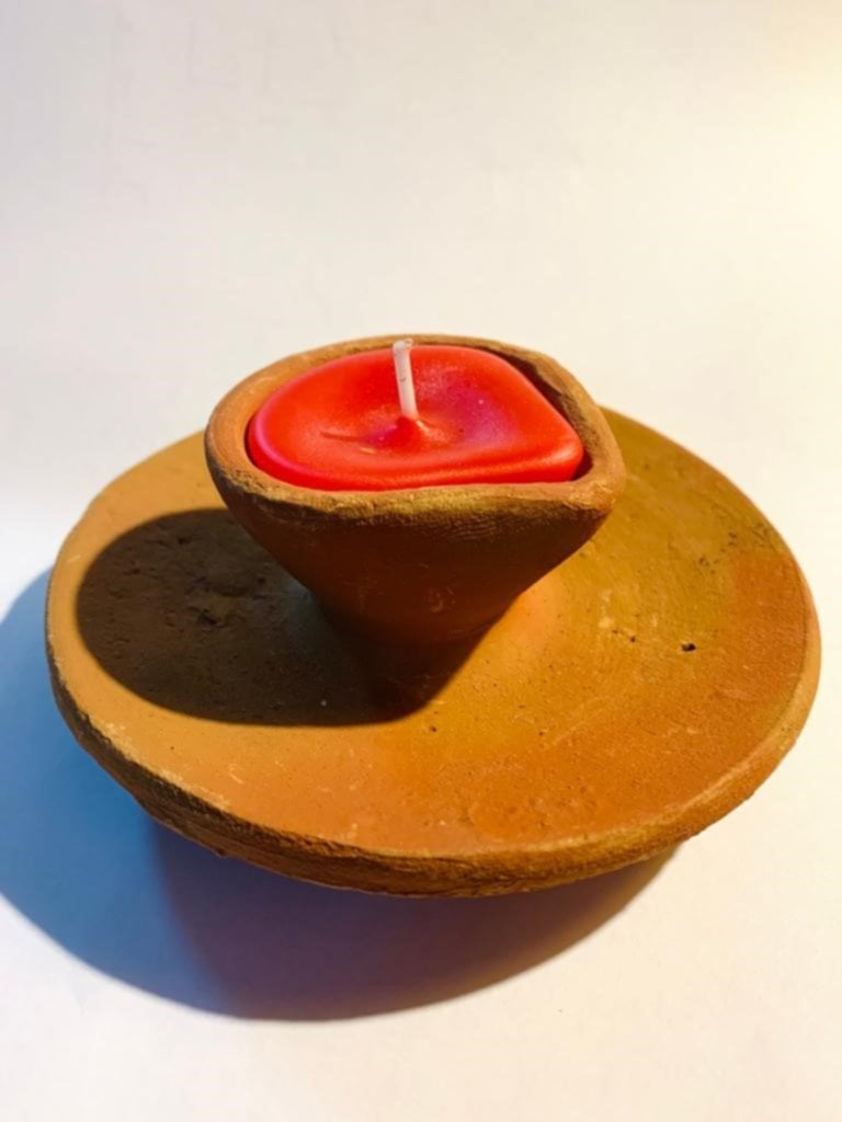 Lot de 2 bougies avec plateau Divali