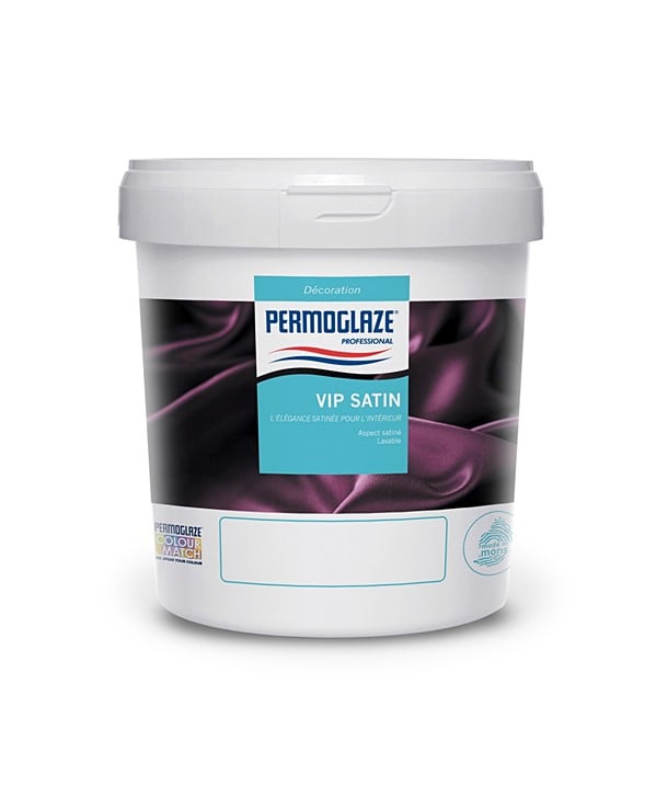 Peinture à émulsion acrylique de finition VIP Satin Interior blanc 5 L - PERMOGLAZE