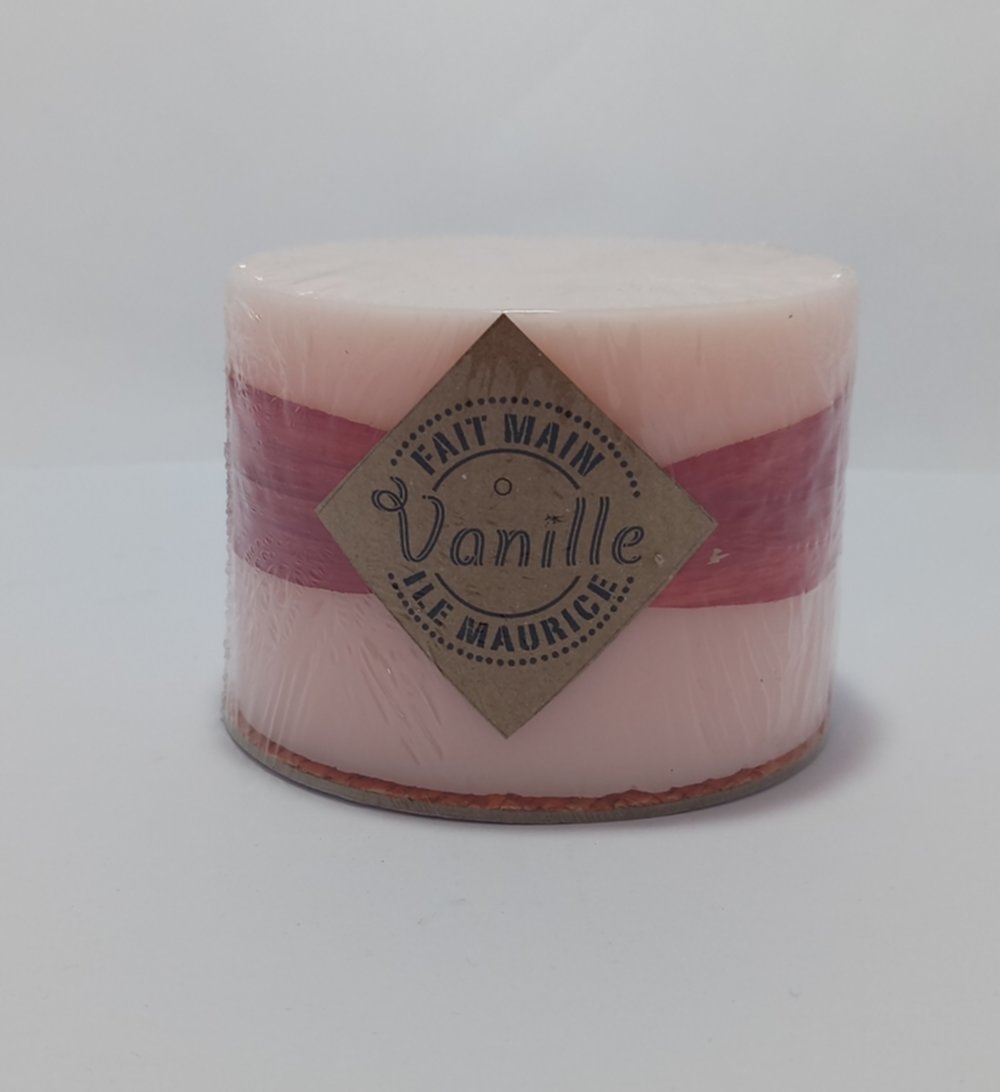 Bougie mouléé cylindre 70 x 100 mm vanille rose pale