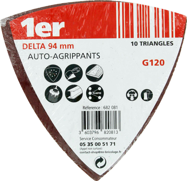 10 patins abrasifs Delta 95 auto agrippants grains 120 - 1ER