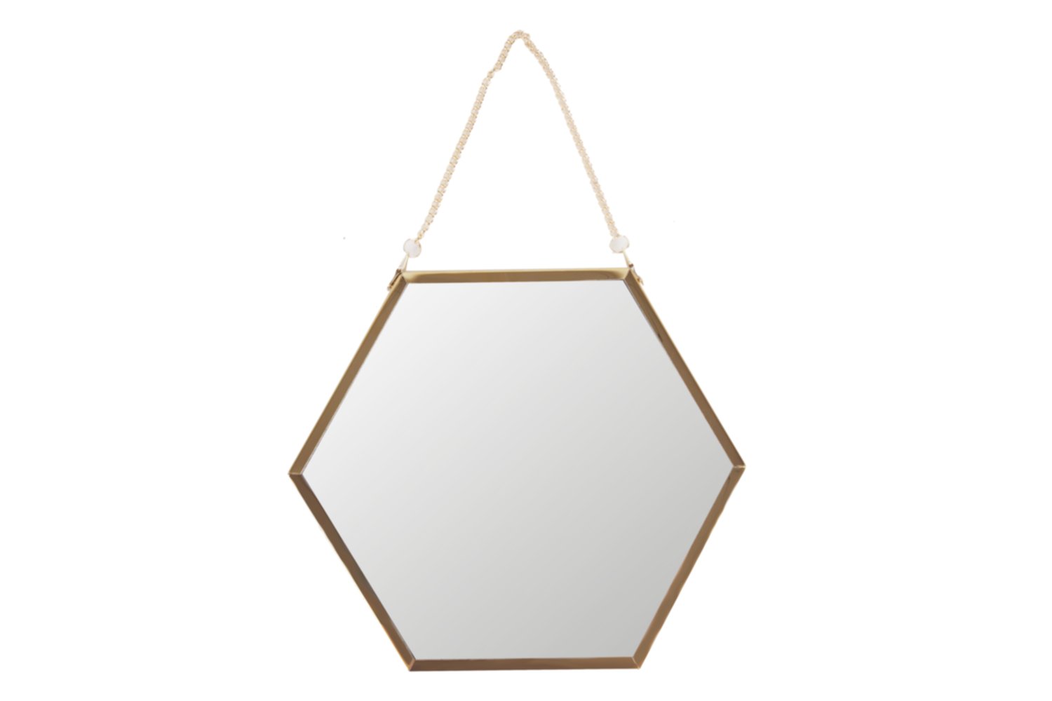 Miroir à suspendre octogonal en métal Ø30 cm doré