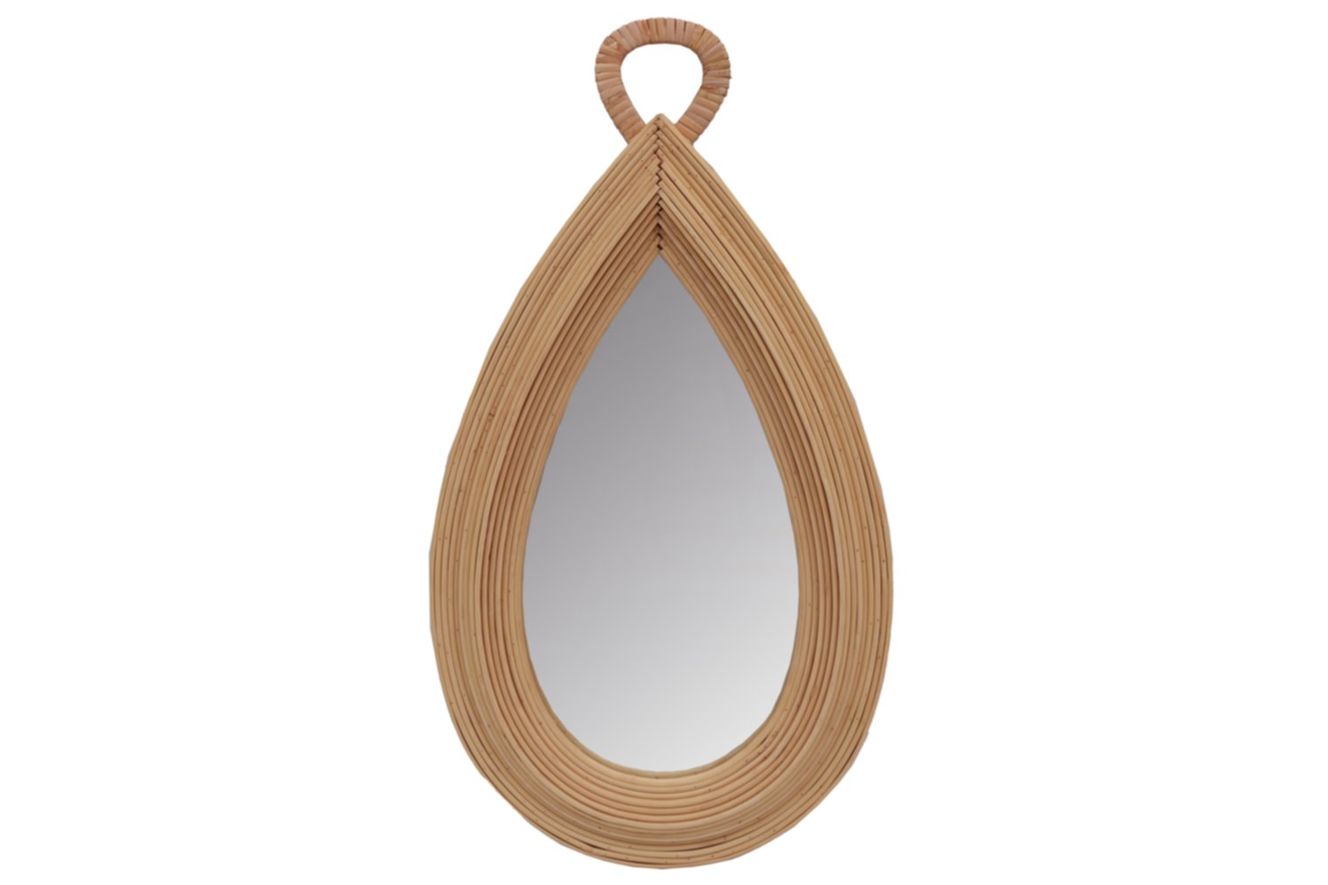 Miroir déco goutte en bambou/accroche 29 x 51 cm naturel