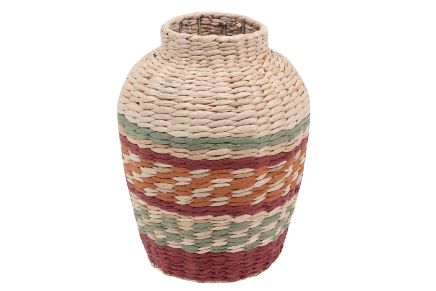 Vase déco tressé en rafia Ø22 x H32 cm vert/marron