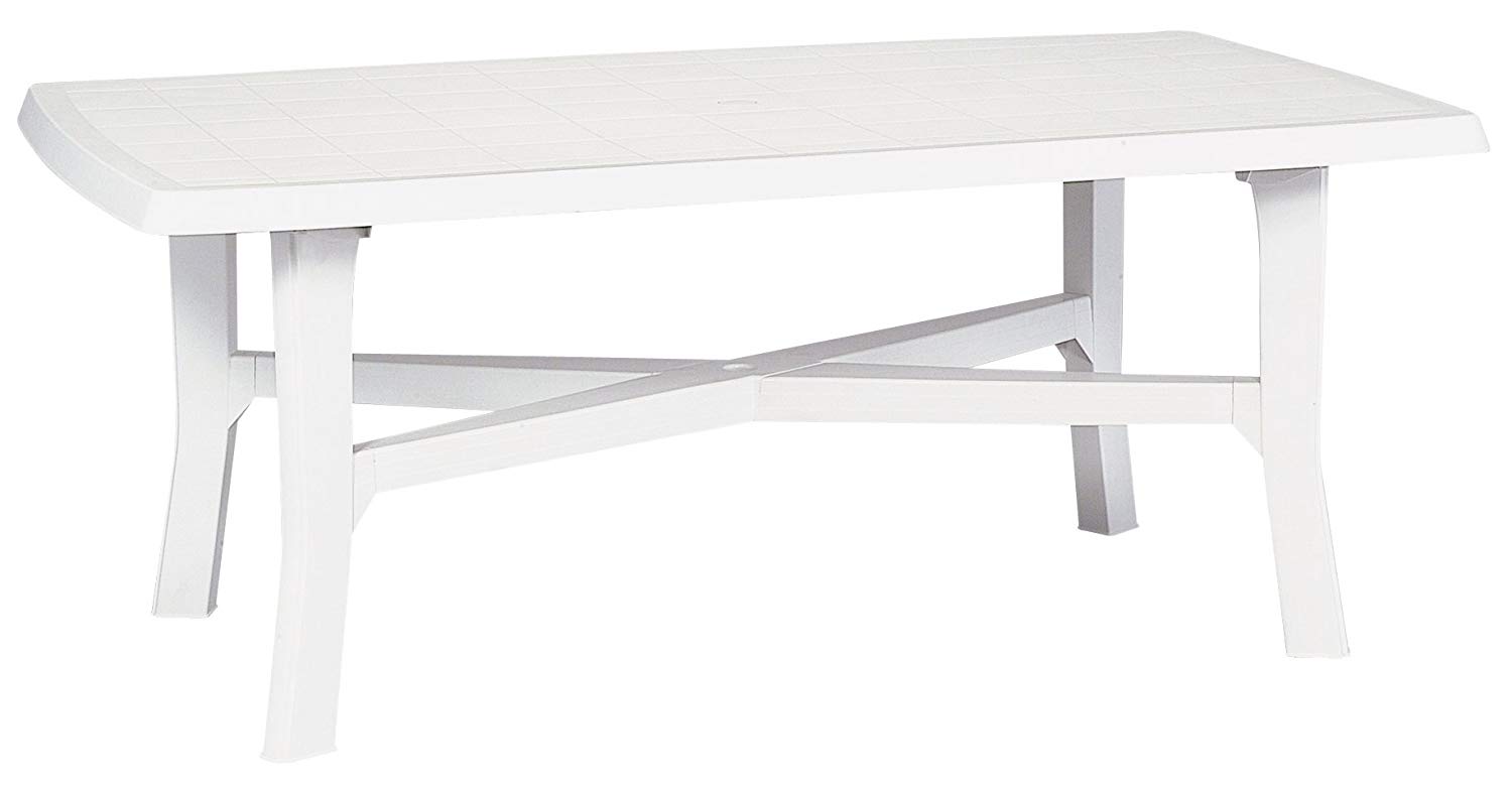 Table rectangulaire de jardin en résine blanc 180x100cm