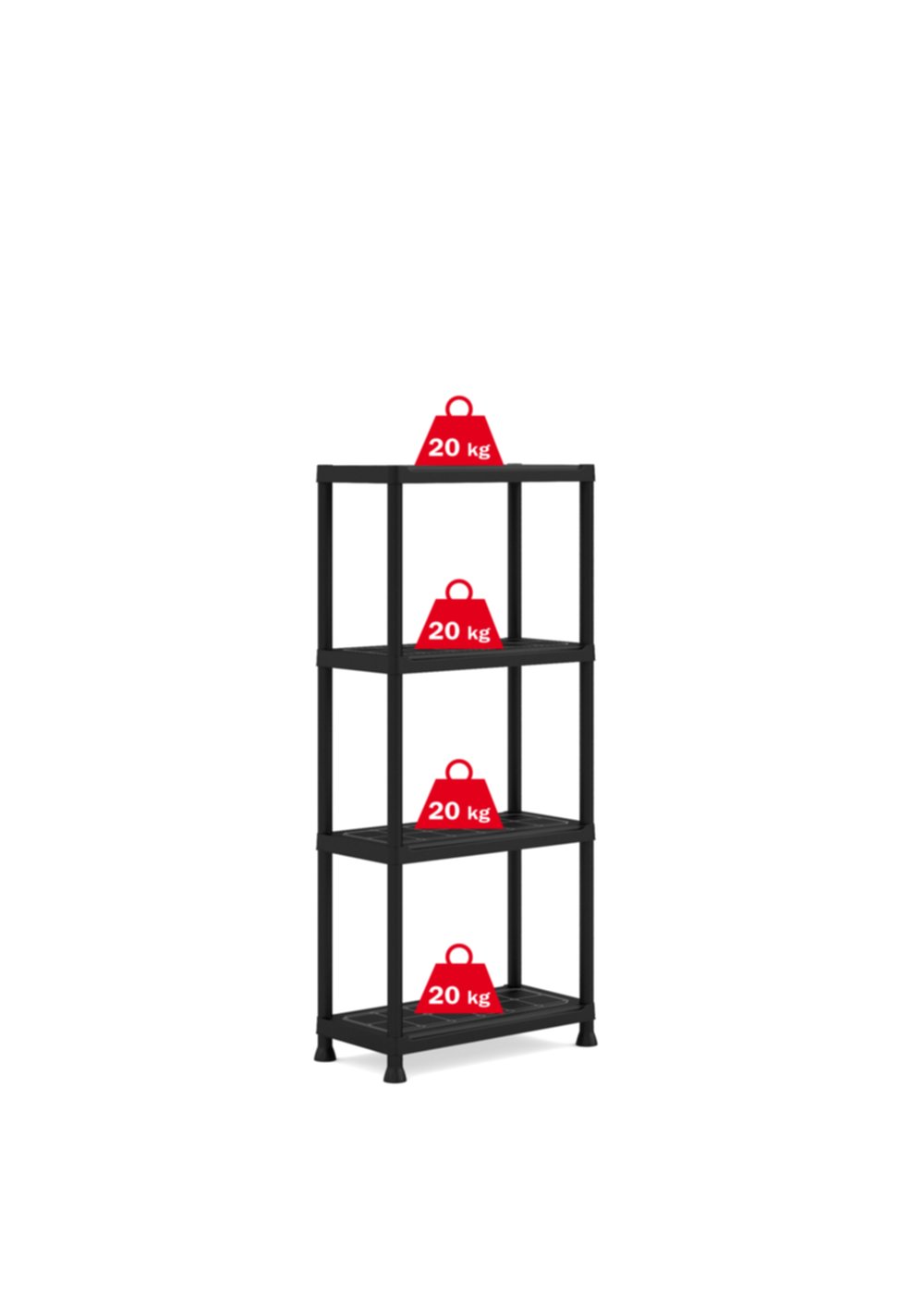 Etagère Plus 4 tablettes résine 135 x 60 x 30 cm noir - KETER