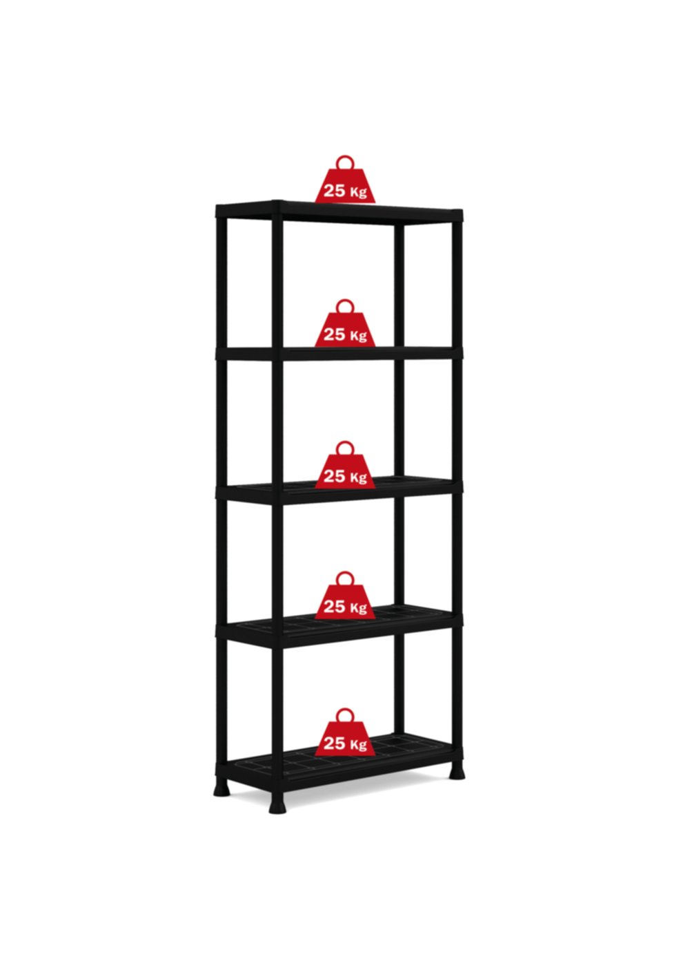 Etagère Plus 5 tablettes résine 176 x 75 x 32 cm noir - KETER