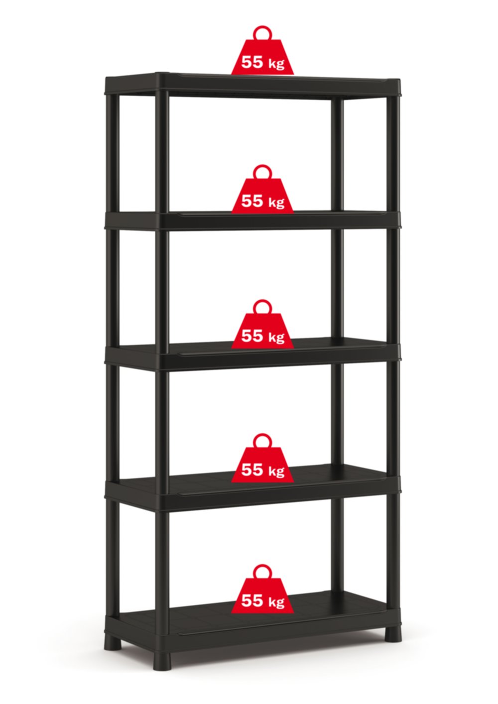 Etagère Plus 5 tablettes résine 182 x 90 x 40 cm noir - KETER