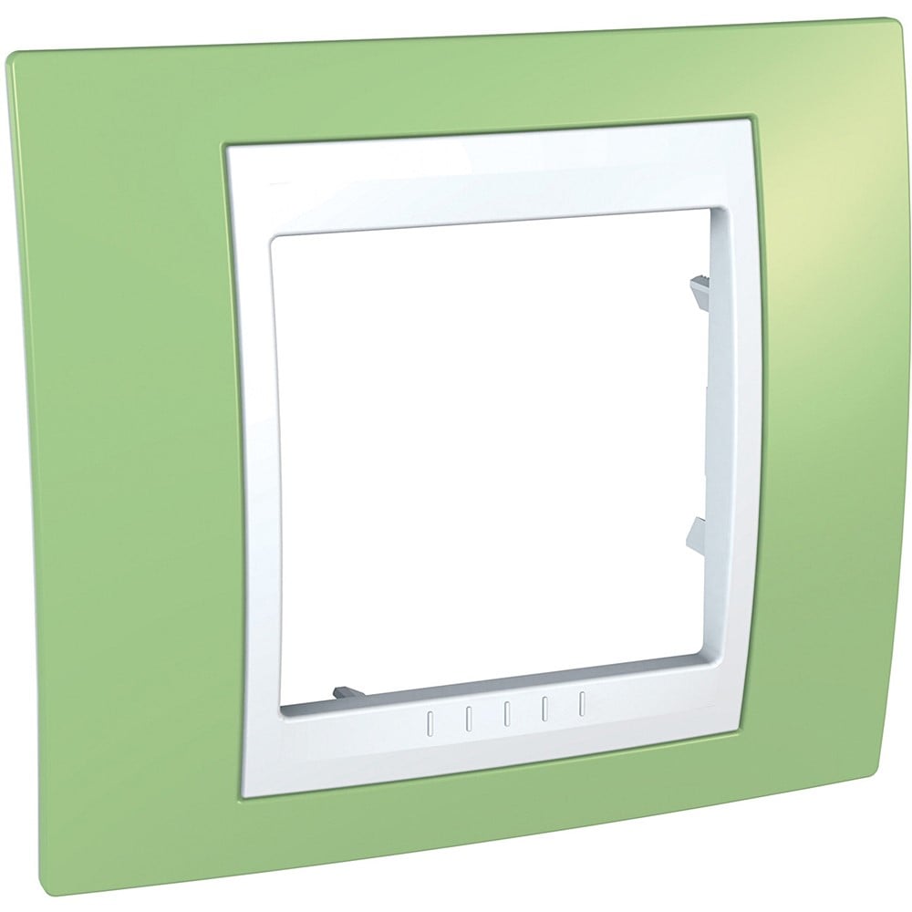 Plaque de couverture simple Unica Plus vert pomme / blanc 90x80mm -SCHNEIDER