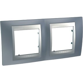 Plaque gris metal alu 2 postes Unicatop - SCHNEIDER