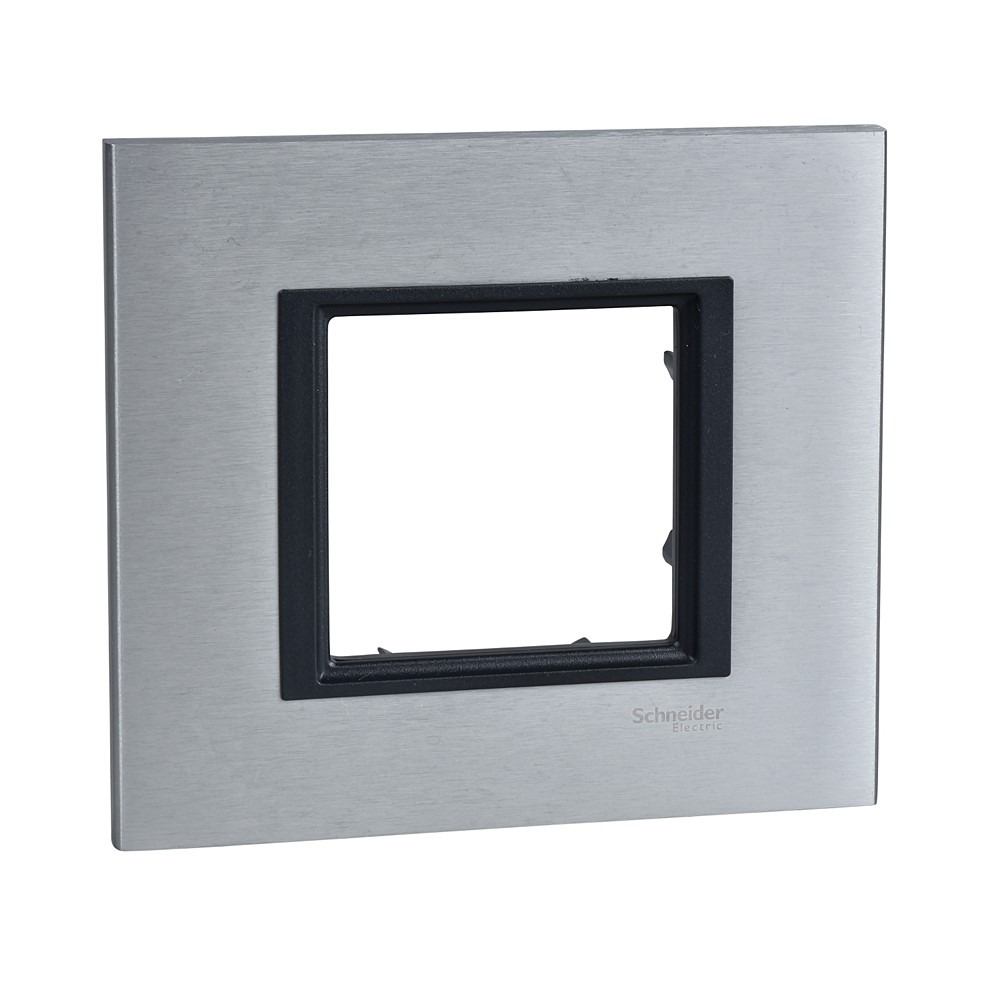 Plaque de couverture simple Unica Class aluminium glacé 102 x 93 mm -SCHNEIDER