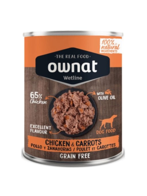 Alimentation chien Adulte Wetline poulet et carotte, boîte 395 g - OWNAT